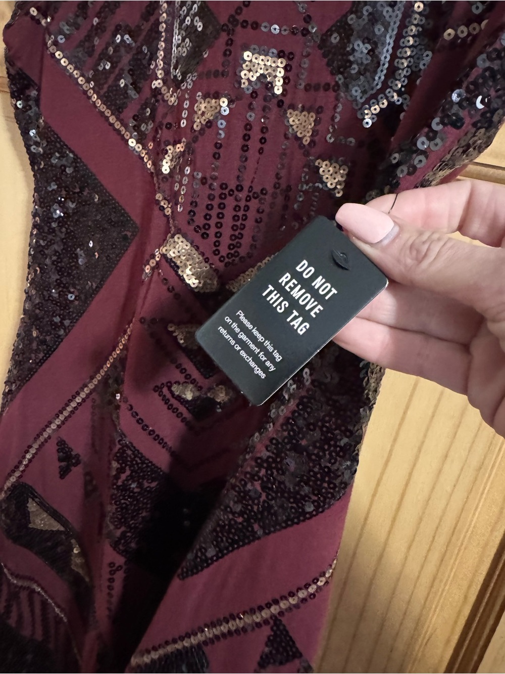 Express Burgundy Sequin Dress - Picture 2 of 6